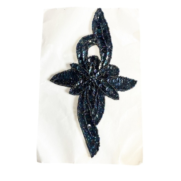 Karla Jordan Kollections FLORAL Sequin Beaded Appliqué Removable Adhesive VTG - Picture 1 of 5